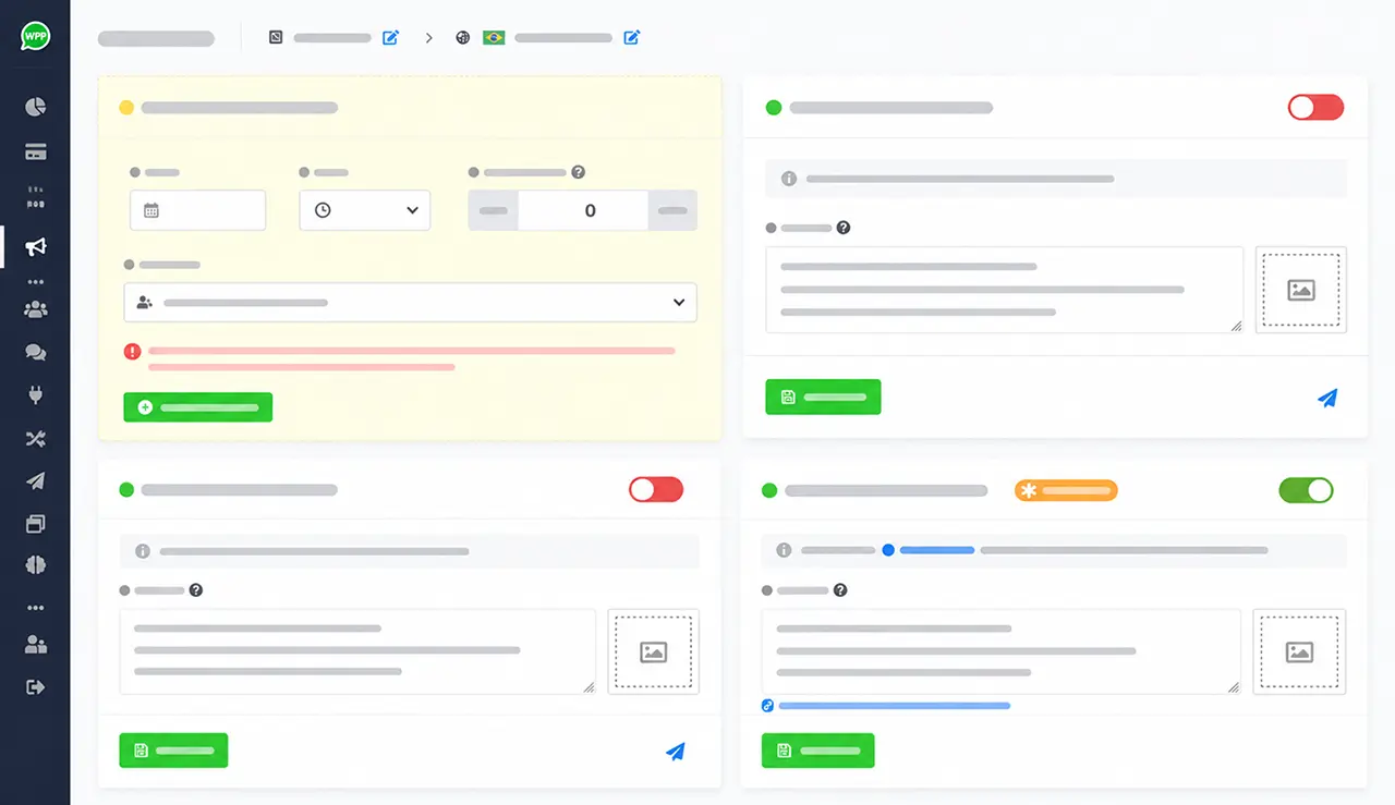 Configuraciones de mensajes y automatizaciones en WPP Marketing